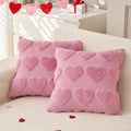 Pink Bow Throw Pillow Covers 18x18 Decorative Pillow Covers Soft Plush Faux Wool Pillowcases Preppy Room Decor for Bed Sofa