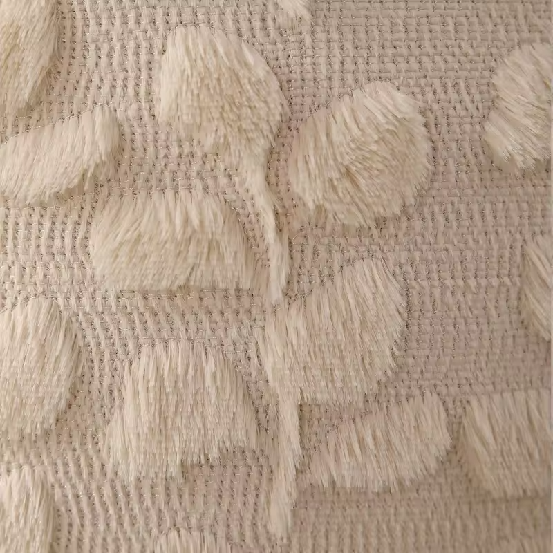 Pillow Covers 18x18 Inch Farmhouse Decor Cream White Eucalyptus Leaves Soft Plush Faux Fur Jacquard Spring Summer Throw Pillows
