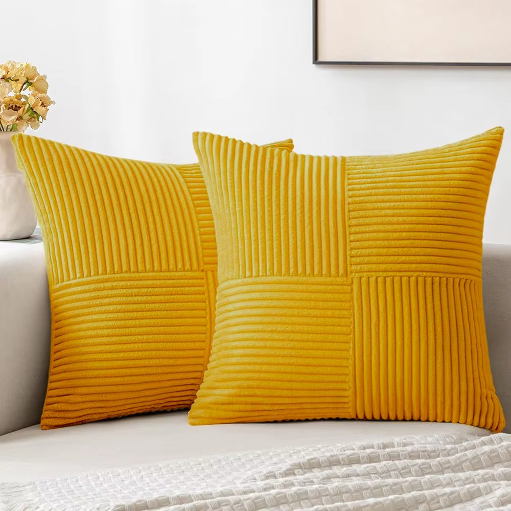 Green Corduroy Striped Decorative Throw Pillow Cover 45x45CM Mordern Spring Nordic Pillow Cases for Couch Sofa Living Room Bed