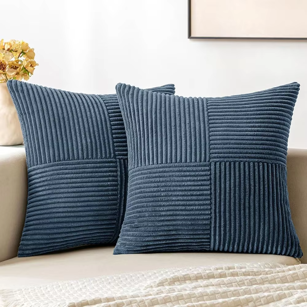 Green Corduroy Striped Decorative Throw Pillow Cover 45x45CM Mordern Spring Nordic Pillow Cases for Couch Sofa Living Room Bed