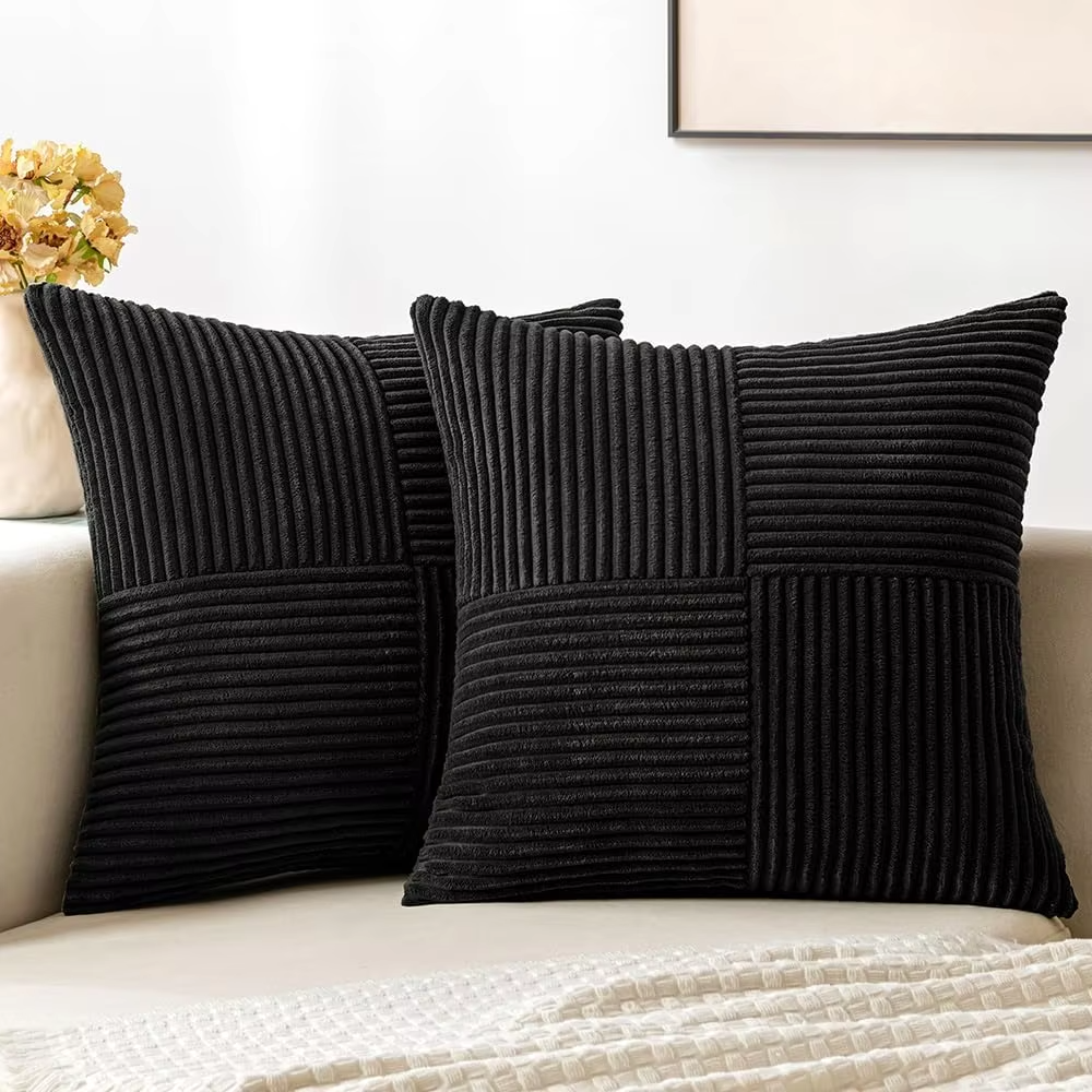 Green Corduroy Striped Decorative Throw Pillow Cover 45x45CM Mordern Spring Nordic Pillow Cases for Couch Sofa Living Room Bed