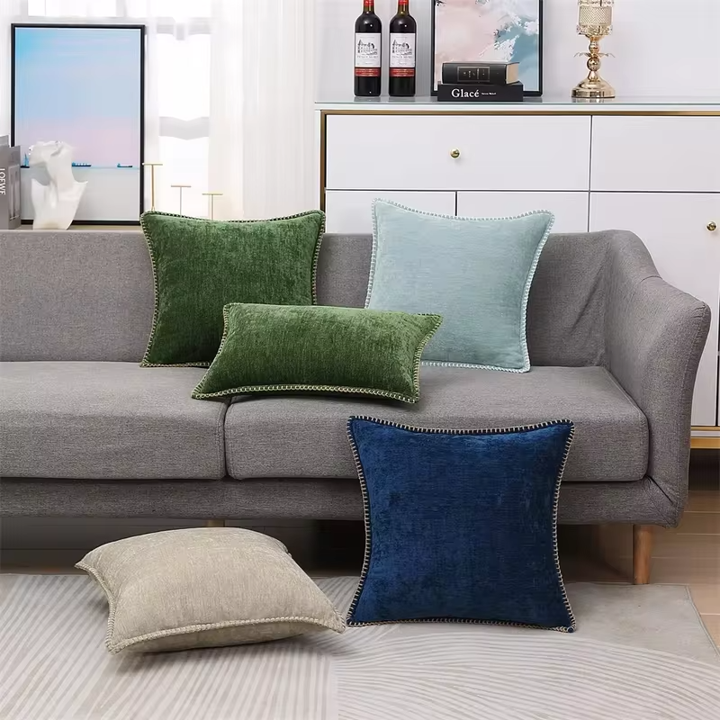 Blue Chenille Cushion Cover 45x45 Pillow Cover 30x50cm Sofa Decorative Throw Pillow Case Soft Luxury For Living Room Sofa Decor