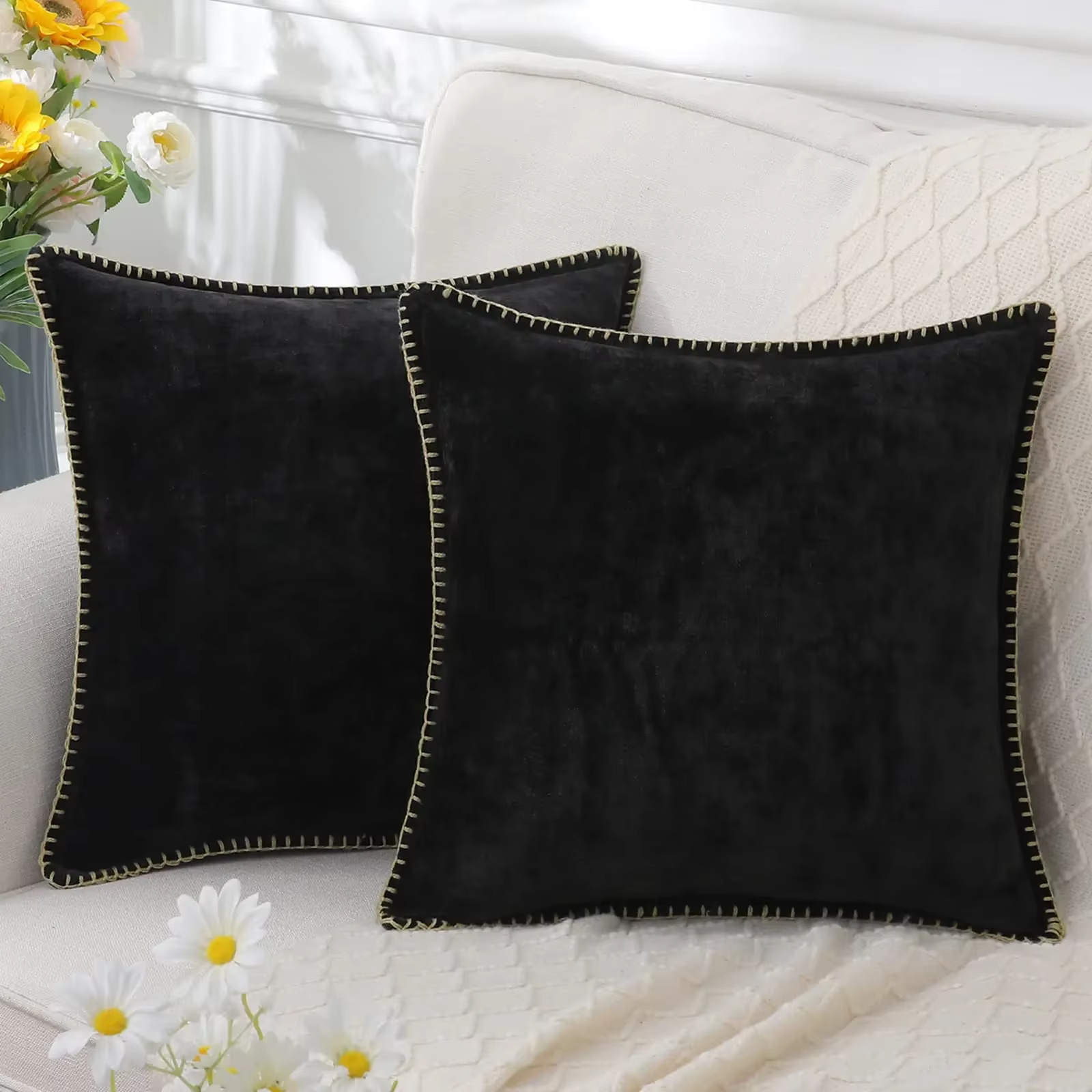 Blue Chenille Cushion Cover 45x45 Pillow Cover 30x50cm Sofa Decorative Throw Pillow Case Soft Luxury For Living Room Sofa Decor